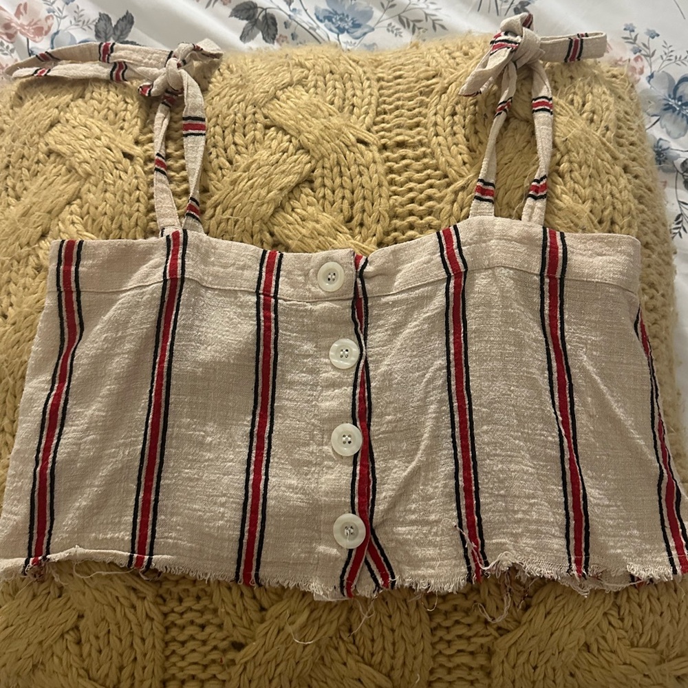 Striped Button-Front Tank Top